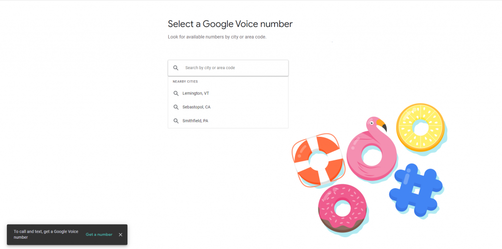 Google Voice Number Selection Page - Staying Connected
