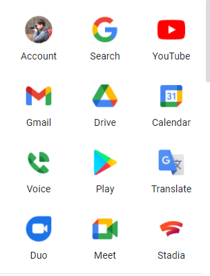 My Google Account's App Menu - Staying Connected