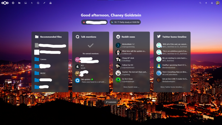 My Personal Nextcloud Dashboard